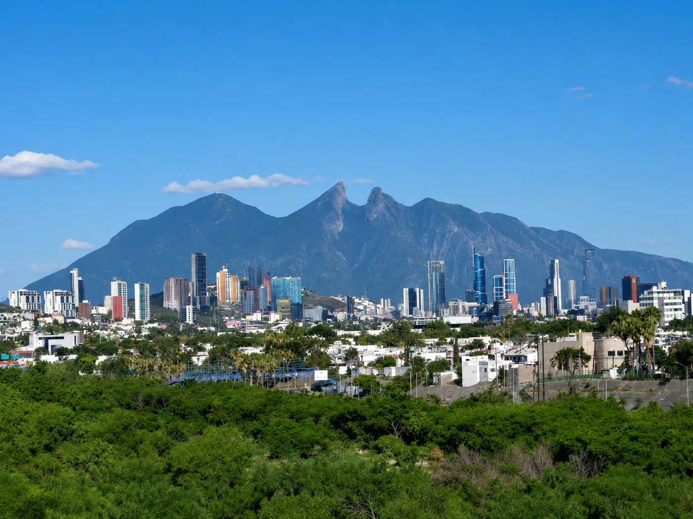 Monterrey skyline with Cerro de la Silla in the background