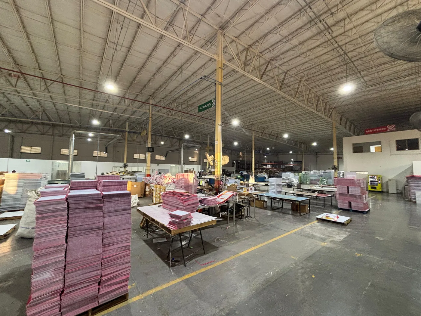Inside the Cassium plant: finishing area with corrugated sheet in process